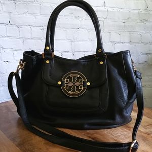 TORY BURCH Black Leather Shoulder Bag Crossbody Purse